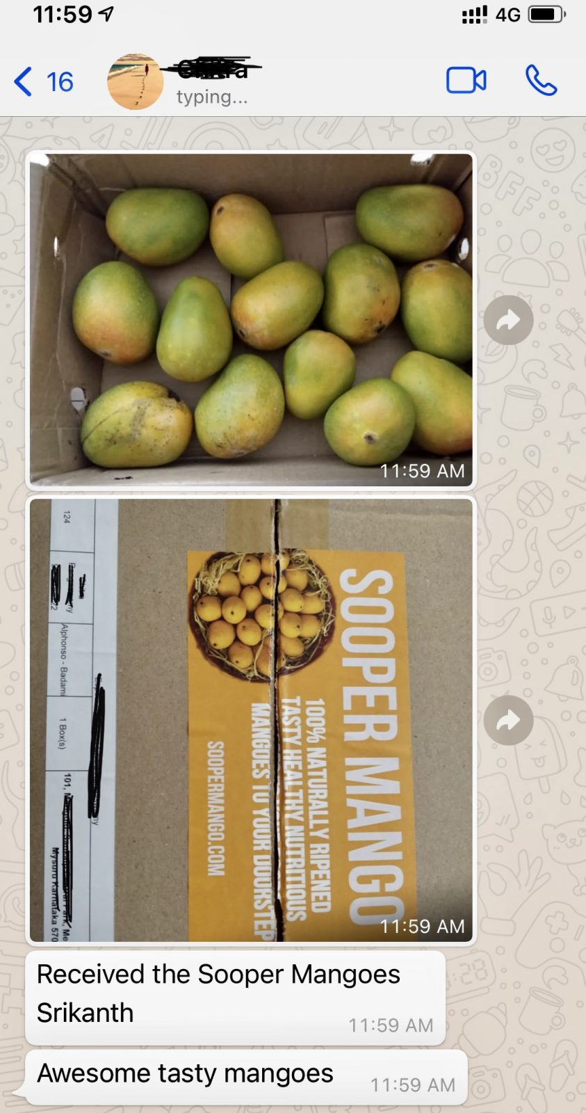 WhatsApp review — awesome tasty mangoes